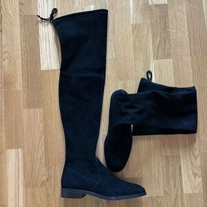 STUART WEITZMAN OVER THE KNEE BLACK SUEDE BOOTS *NEW*